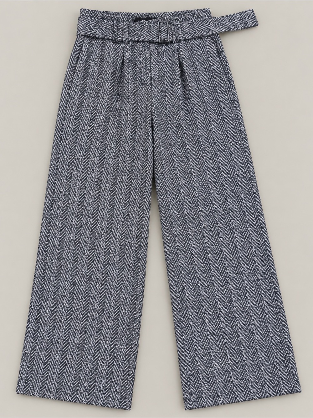 WHBM Luna Wide Leg Chevron Belted Pants 4